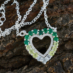 Zoe Colorful Heart Pendant Necklace - Gemstone Jewelry