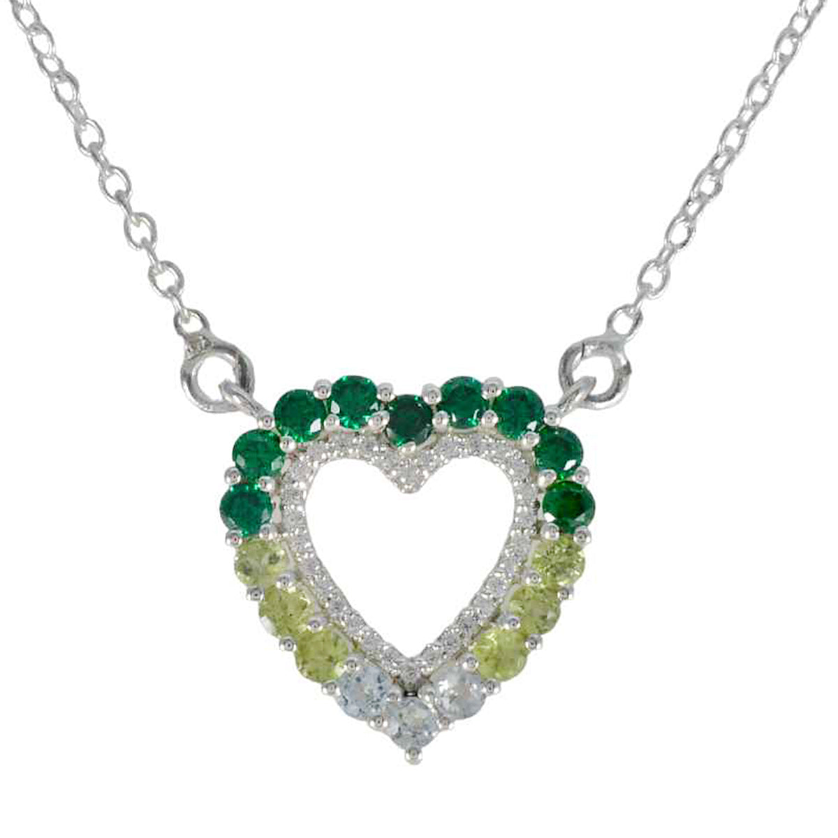 Zoe Colorful Heart Pendant Necklace - Gemstone Jewelry Multi Stone multicolor Multicolor