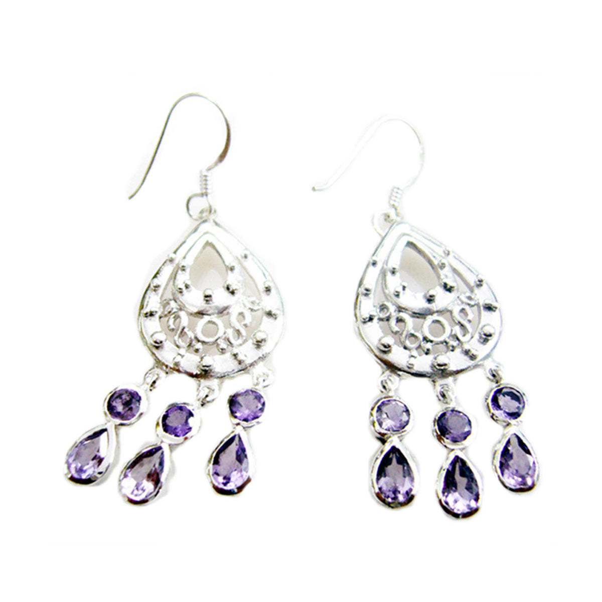 Ying Colorful Statement Jewelry Drop Earrings Amethyst Purple Dangle