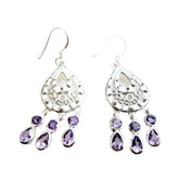 Ying Colorful Statement Jewelry Drop Earrings Amethyst Purple Dangle