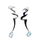 Constanza Blue Solitaire Earrings for Everyday Glam Blue Topaz Blue Dangle