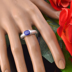 Zazlle Contemporary Blue Solitaire Ring in Silver Settings