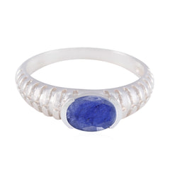Zazlle Contemporary Blue Solitaire Ring in Silver Settings Indian Blue Sapphire Blue