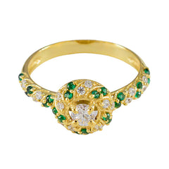Zazlle Contemporary Green Halo Ring for Glamorous Style Emerald CZ Green