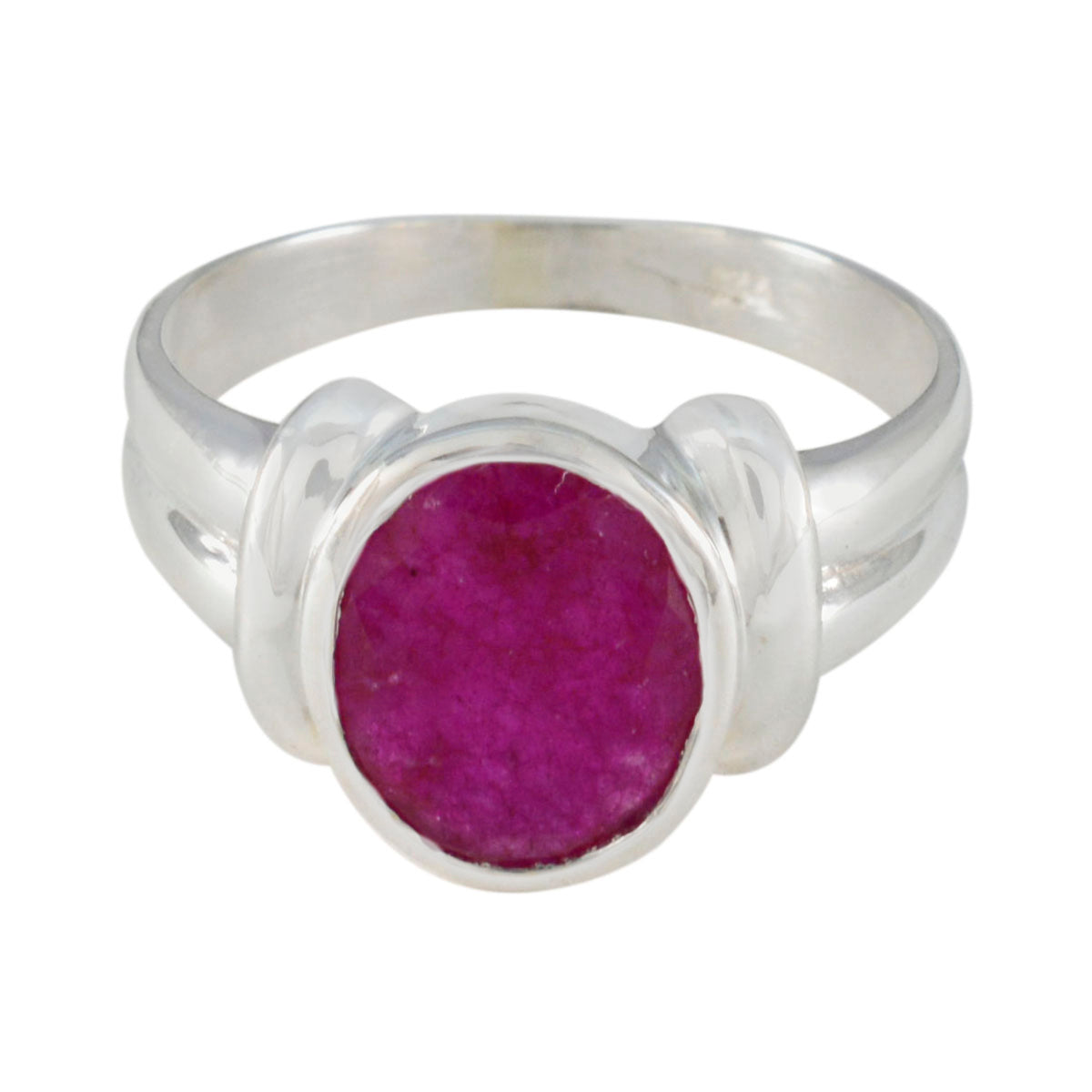 Julia Contemporary Red Solitaire Ring with Gemstone Indian Ruby Red