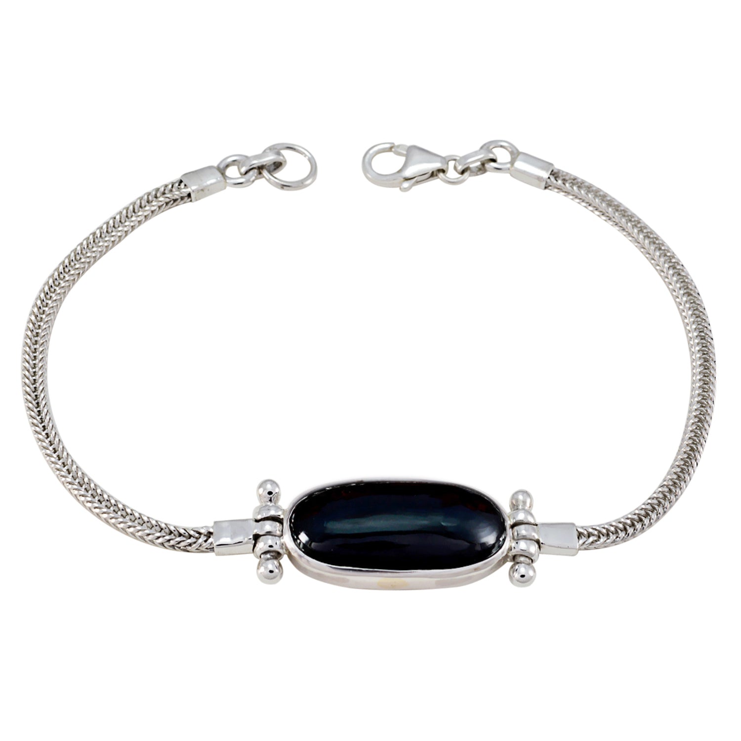 Abigail Dainty Black Chain Bracelet with Gemstone Accent Black Onyx Black