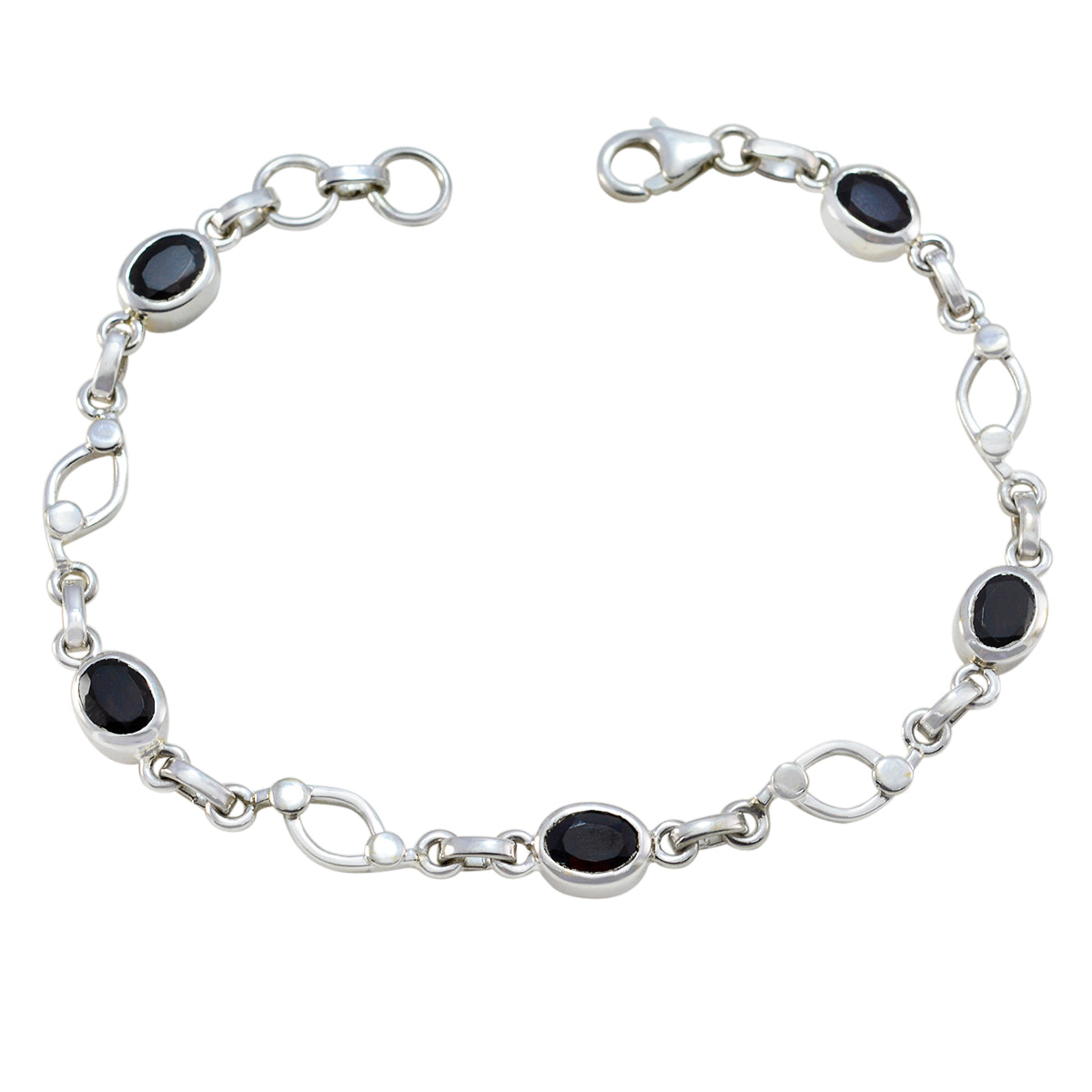 Ella Dainty Black Link Bracelet for Everyday Glam Black Onyx Black