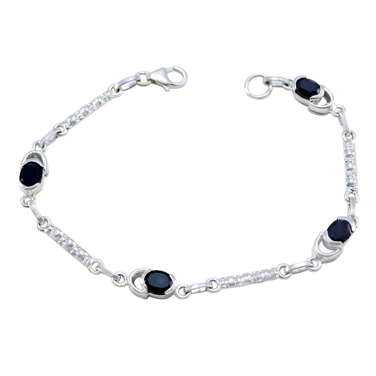 Eliza Dainty Black Links Bracelet for Everyday Glam Black Onyx Black