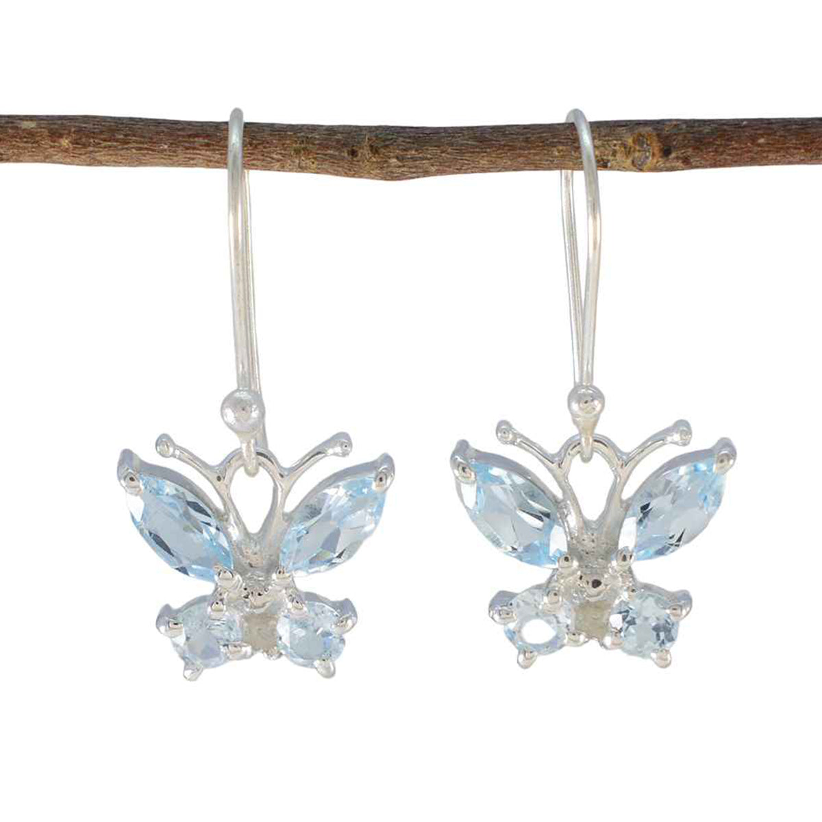 Luna Dainty Butterfly Earrings for Everyday Glam Blue topaz Blue Dangle