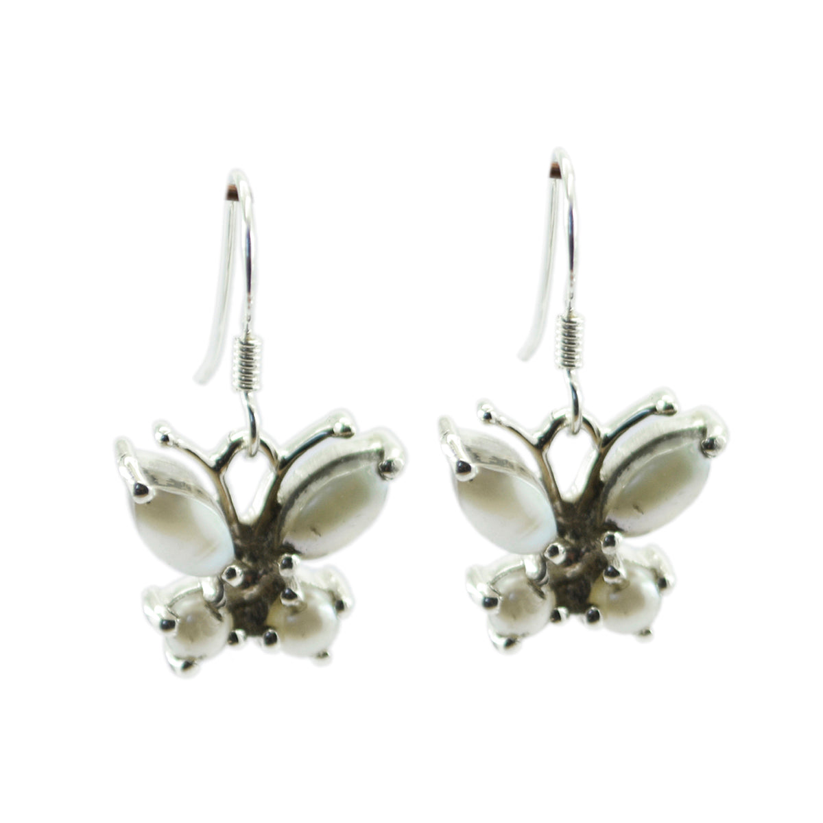 Genesis Dainty Dangle Earrings - Butterfly Design Pearl White Dangle