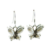 Genesis Dainty Dangle Earrings - Butterfly Design Pearl White Dangle