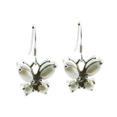 Genesis Dainty Dangle Earrings - Butterfly Design Pearl White Dangle