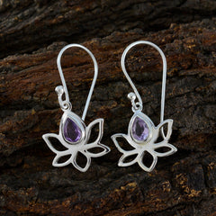 Isabelle Dainty Gemstone Drop Earrings in Purple