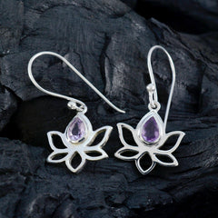 Isabelle Dainty Gemstone Drop Earrings in Purple