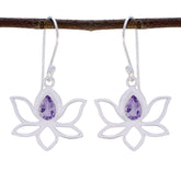 Isabelle Dainty Gemstone Drop Earrings in Purple Amethyst Purple Dangle