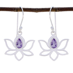 Isabelle Dainty Gemstone Drop Earrings in Purple Amethyst Purple Dangle