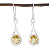 Harper Dainty Gemstone Drop Earrings in Silver Citrine Yellow Dangle