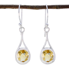 Harper Dainty Gemstone Drop Earrings in Silver Citrine Yellow Dangle