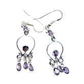 Lucia Dainty Gemstone Earrings for Everyday Elegance Amethyst Purple Dangle