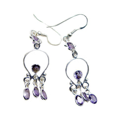 Lucia Dainty Gemstone Earrings for Everyday Elegance Amethyst Purple Dangle
