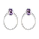 Nella Dainty Gemstone Earrings India - Daily Glam Accessory Amethyst Purple Stud