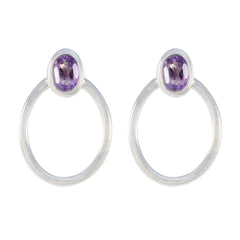 Nella Dainty Gemstone Earrings India - Daily Glam Accessory Amethyst Purple Stud