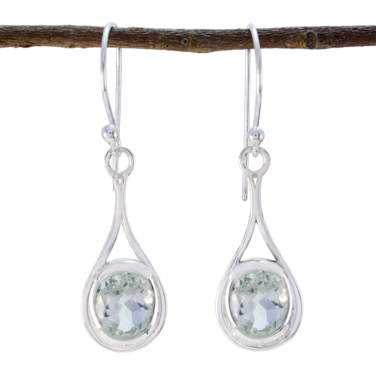 Bruna Dainty Gemstone Earrings Online for Everyday Glam Green Amethyst Green Dangle