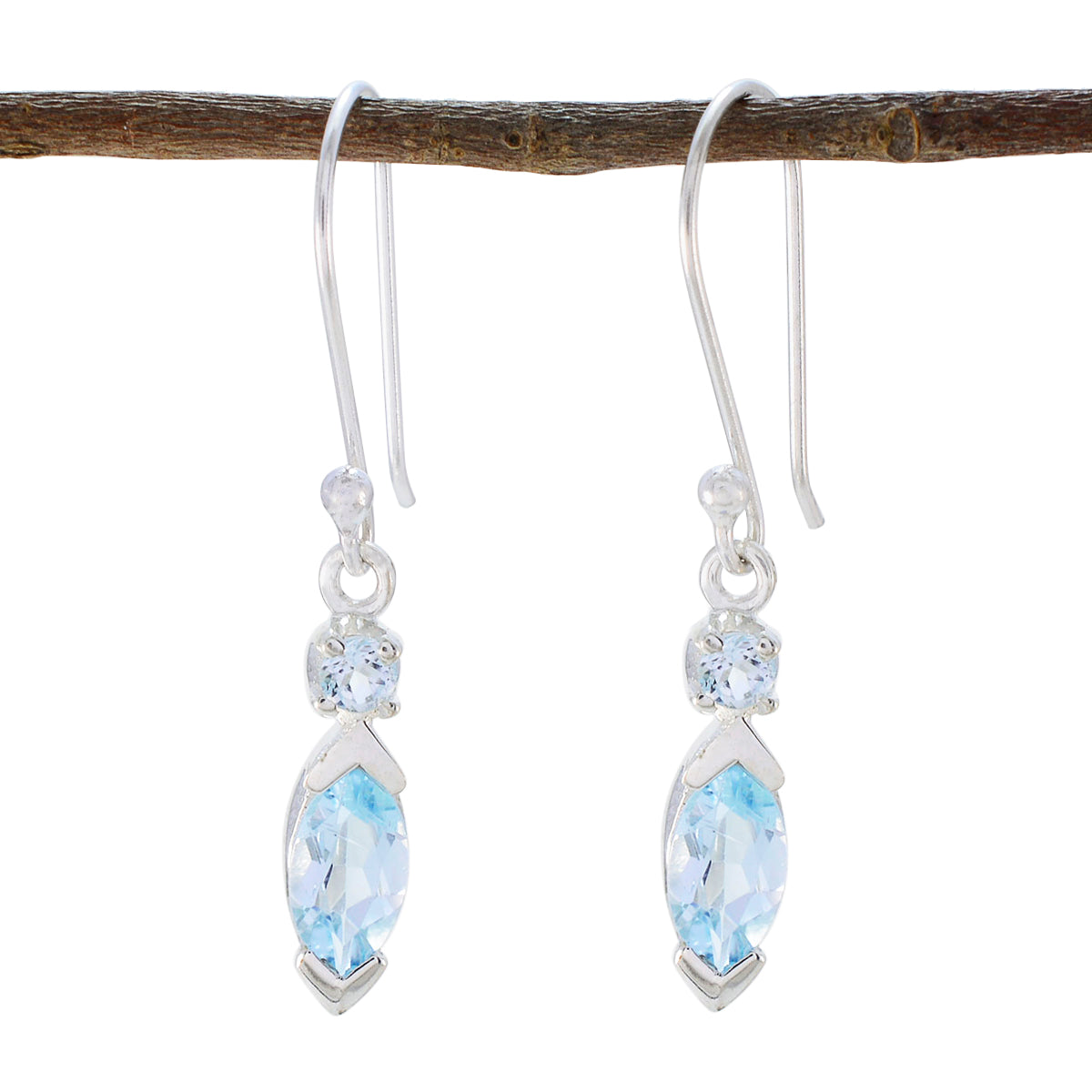 Milagros Dainty Gemstone Earrings for Everyday Elegance Blue topaz Blue Dangle