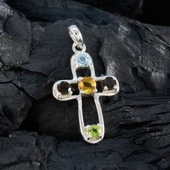 Eliza Dainty Gemstone Jewelry Cross Pendant Silver