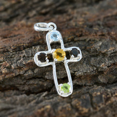 Eliza Dainty Gemstone Jewelry Cross Pendant Silver