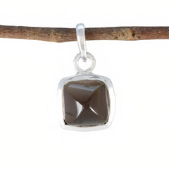 Bianca Dainty Gemstone Jewelry Silver Square Pendant Smoky Quartz Brown Brown