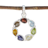Hazel Dainty Gemstone Necklace with Multicolor Pendant Multi Stone multicolor Multicolor