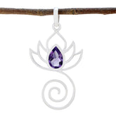 Cecilia Dainty Gemstone Necklace with Lotus Design Amethyst Purple Purple