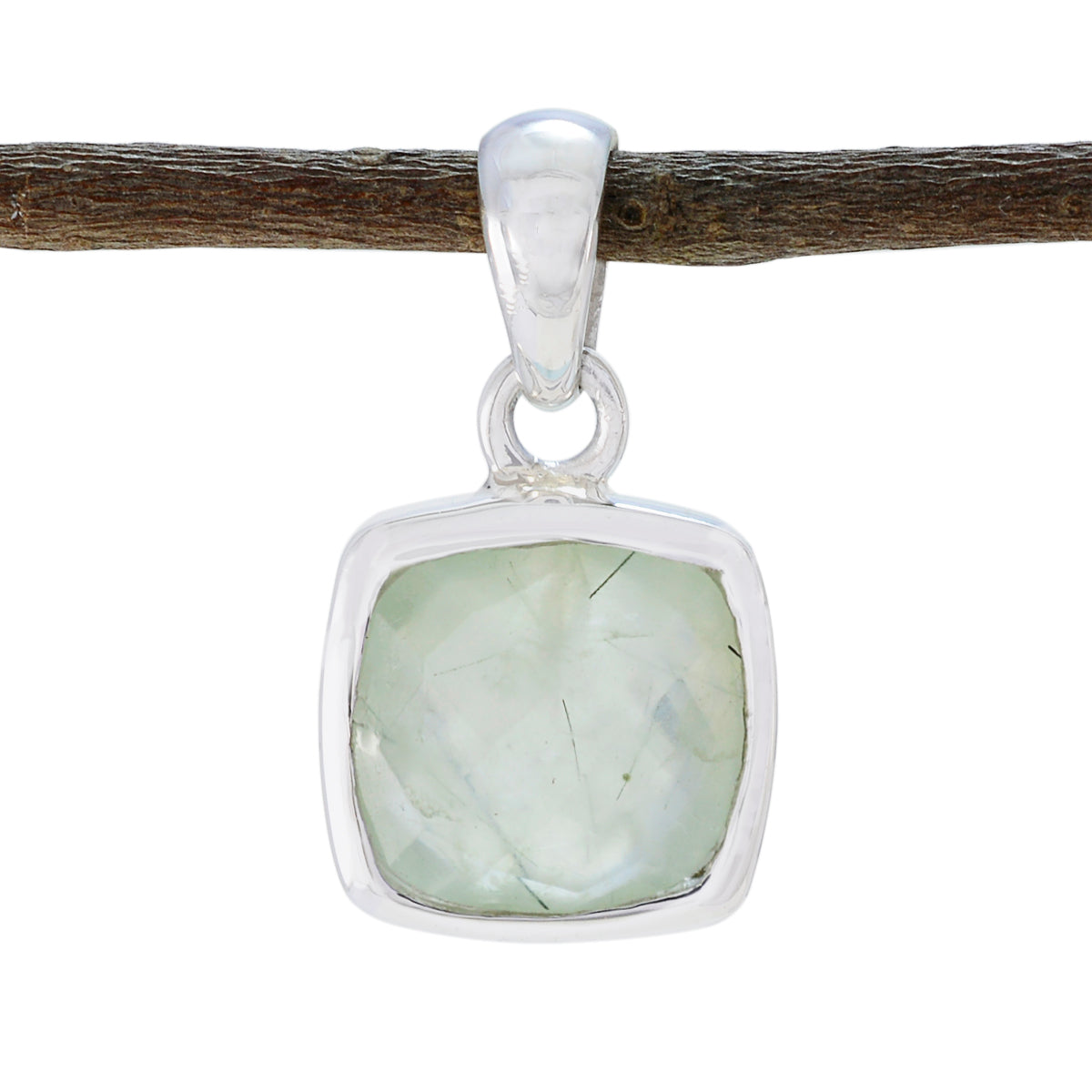 Pauline Dainty Gemstone Pendant in Sterling Silver Prehnite Light Green Light Green