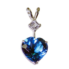 Violet Dainty Gemstone Pendant in Heart Shape Blue Topaz Blue Blue