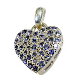 María Dainty Gemstone Pendant - Heart Design Charm Iolite Blue Blue