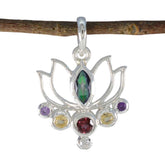 Rebeca Dainty Gemstone Pendant India - Lotus Design Multi Stone multicolor Multicolor