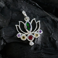 Rebeca Dainty Gemstone Pendant India - Lotus Design