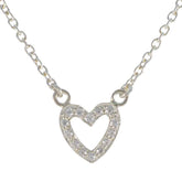 Marie Dainty Heart Pendant Necklace with Sparkling Stones White CZ White White