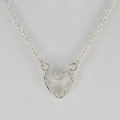 Marie Dainty Heart Pendant Necklace with Sparkling Stones