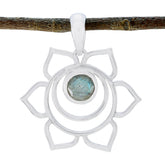 Inès Dainty Pendant for Women - Elegant Floral Design Labradorite Grey Grey