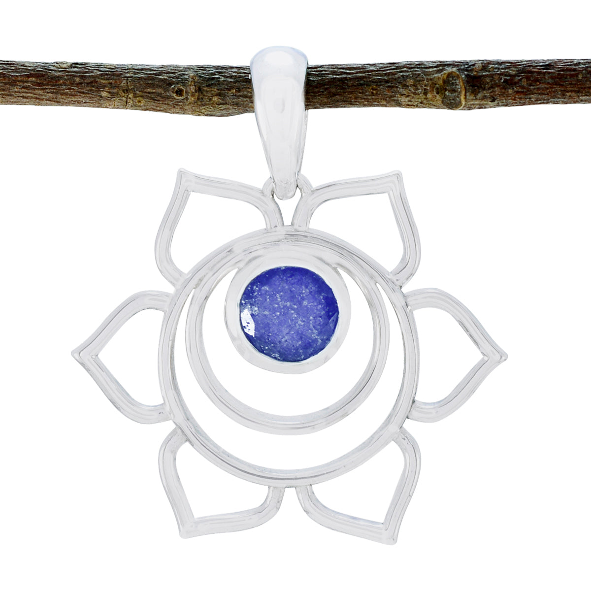 Ines Dainty Pendant Jewelry with Colorful Gemstone Indian Blue Sapphire Blue Blue