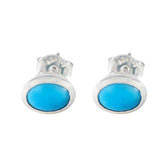 Charlotte Dainty Solitaire Earrings with Turquoise Stone Turquoise multicolor Stud