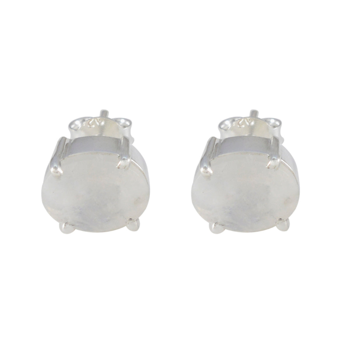 Paula Dainty Solitaire Stud Earrings for Everyday Wear Rainbow Moonstone White Stud