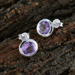 Sakura Dainty Stud Earrings for Women with Amethyst