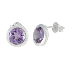 Sakura Dainty Stud Earrings for Women with Amethyst