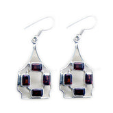 Eva Dangle Earrings for Women with Gemstone Detail Garnet Red Dangle