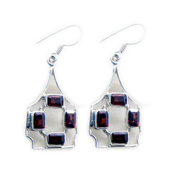 Eva Dangle Earrings for Women with Gemstone Detail Garnet Red Dangle