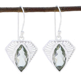 Daniela Green Solitaire Earrings - Elegant Silver Design Green Amethyst Green Dangle