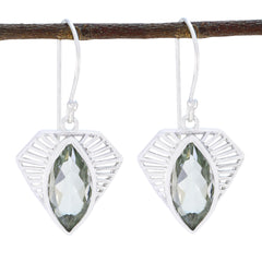 Daniela Green Solitaire Earrings - Elegant Silver Design Green Amethyst Green Dangle